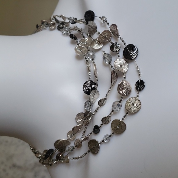 Chico's Necklace Toggle Lot Silver Tone Multi Strand Charm - Picture 4 of 11